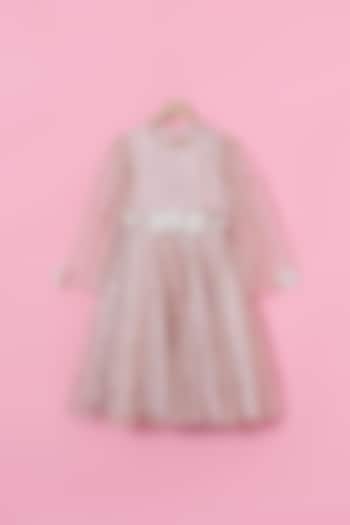Peach Net Dress For Girls by Les Petits