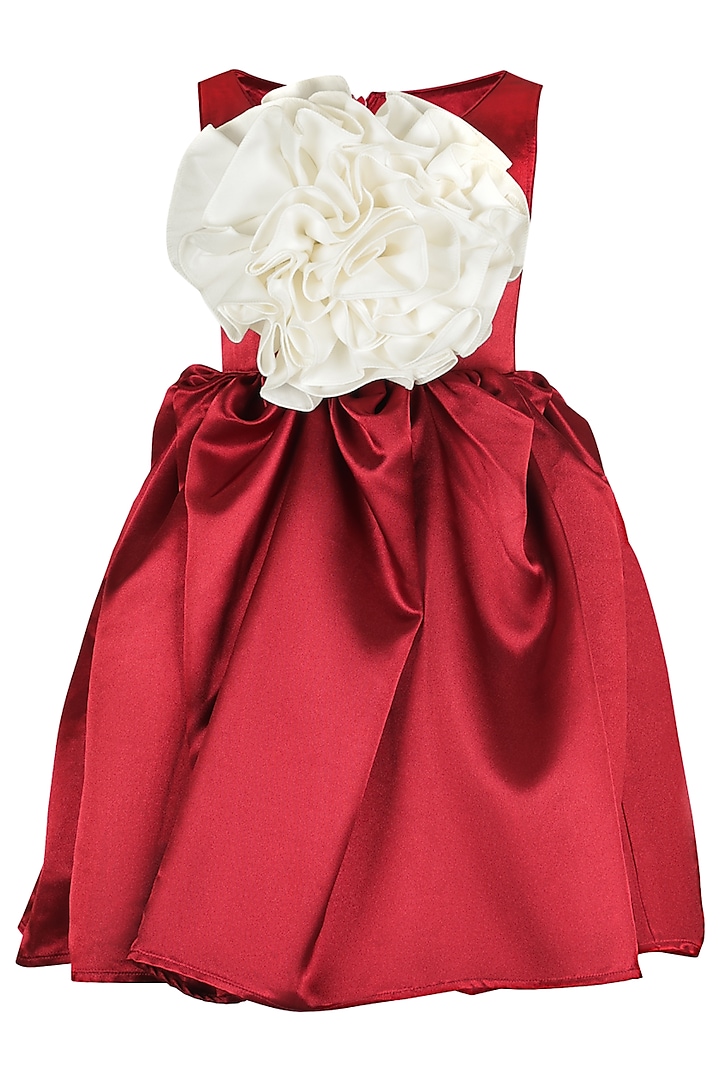 Red Satin Dress For Girls by Les Petits