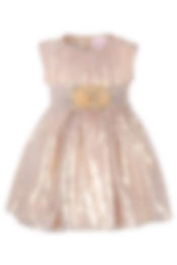 Blush Satin Foil Printed Dress For Girls by Les Petits at Pernia's Pop Up Shop