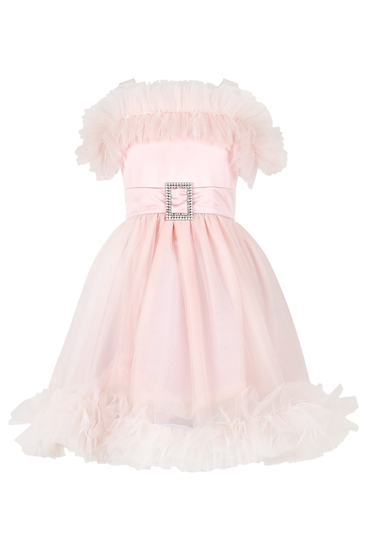 Pink Net Dress For Girls by Les Petits at Pernia's Pop Up Shop