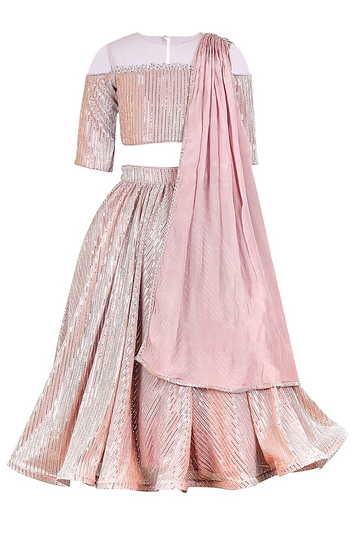 Mauve Sequins Lehenga Set For Girls by Les Petits at Pernia's Pop Up Shop