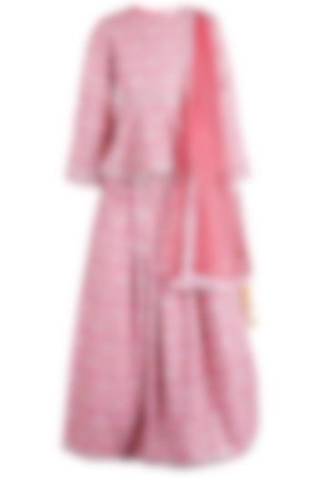 Pink Embroidered Lehenga Set For Girls by Les Petits