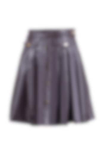 Brown Leather Skirt For Girls by Les Petits