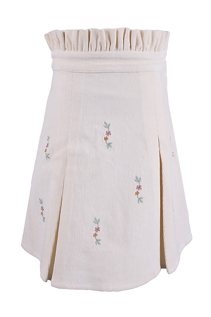 Off-White Corduroy Skirt For Girls by Les Petits at Pernia's Pop Up Shop