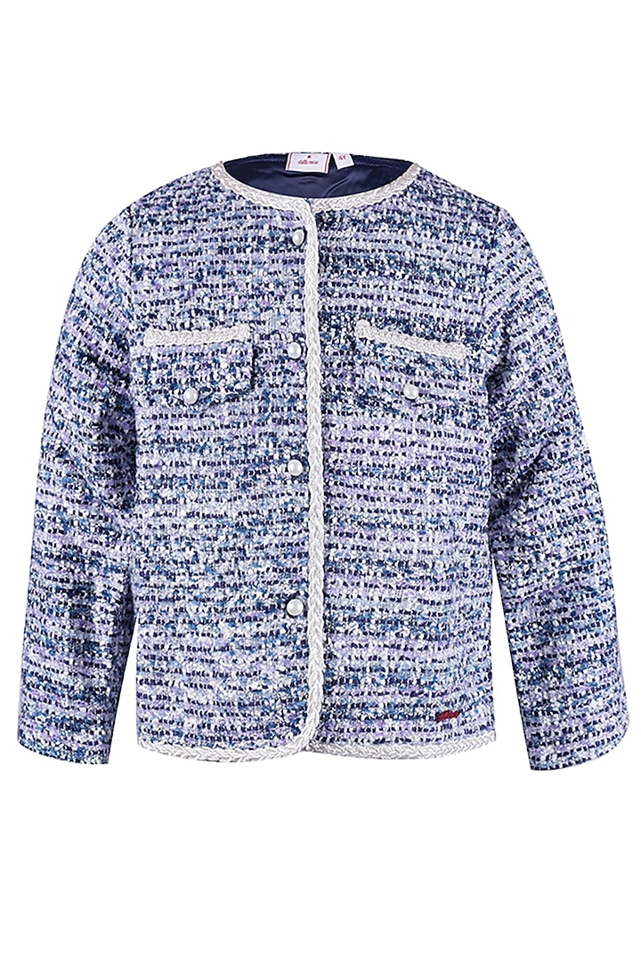 Blue Tweed Jacket For Girls by Les Petits