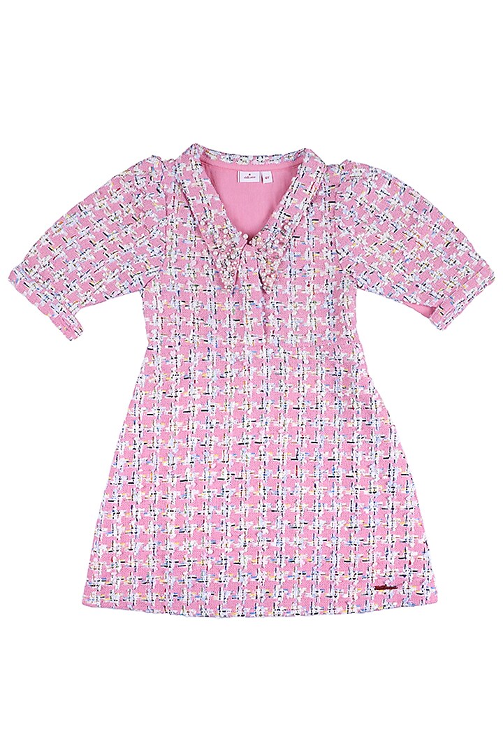 Pink Tweed Dress For Girls by Les Petits at Pernia's Pop Up Shop