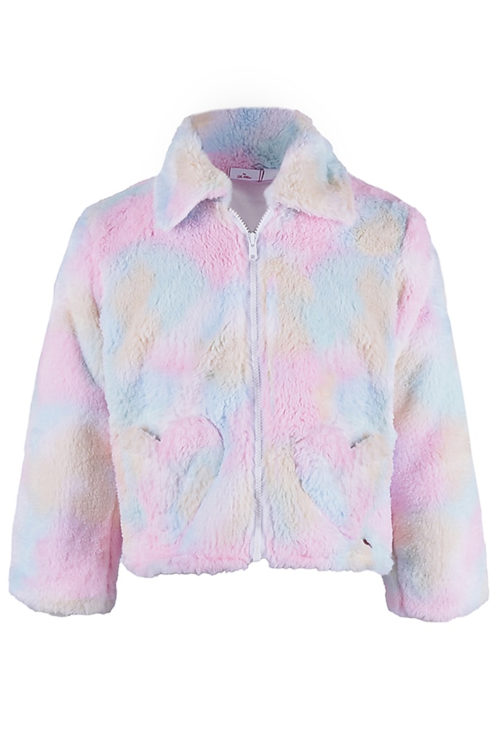 Multi-Colored Poly Fur Unicorn Jacket For Girls by Les Petits