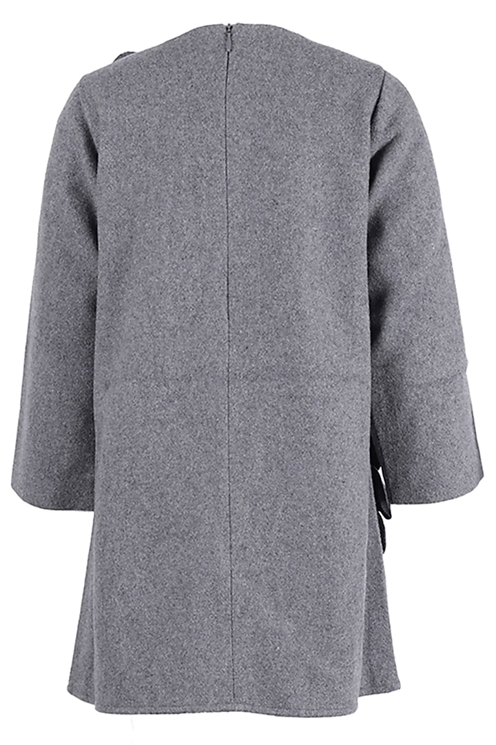 slim fit dress slacks Girls Grey Faux Fur Collar Dress