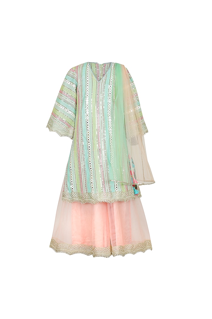 Pink Net Sharara Set For Girls by Les Petits at Pernia's Pop Up Shop