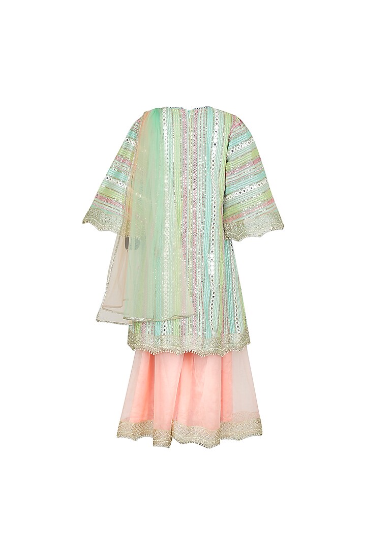 Pink Net Sharara Set For Girls by Les Petits at Pernia's Pop Up Shop