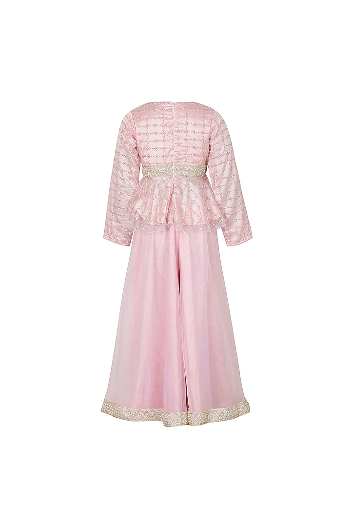 Pink Organza Sharara Set For Girls by Les Petits at Pernia's Pop Up Shop