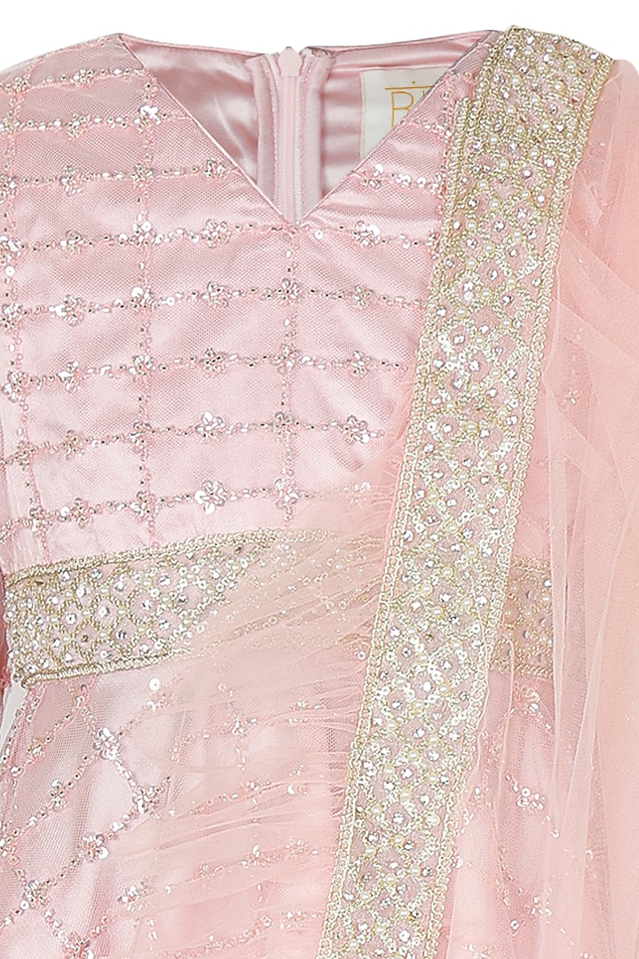 Pink Organza Sharara Set For Girls by Les Petits at Pernia's Pop Up Shop