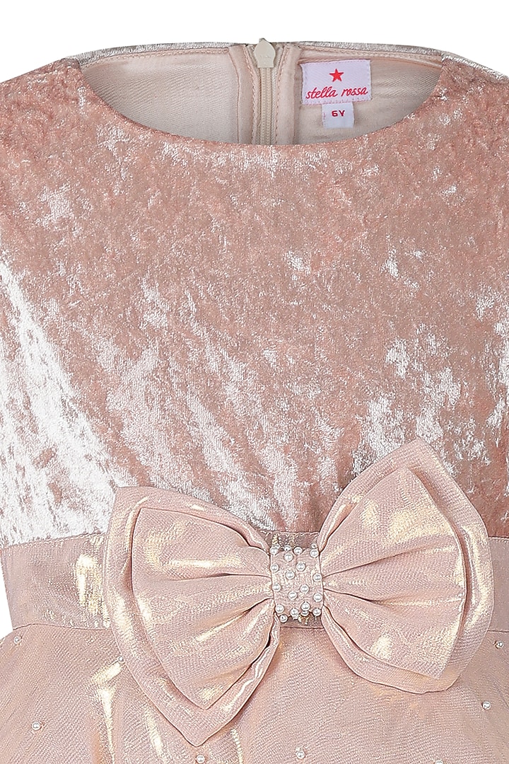 Gold Velvet Dress For Girls by Les Petits at Pernia's Pop Up Shop