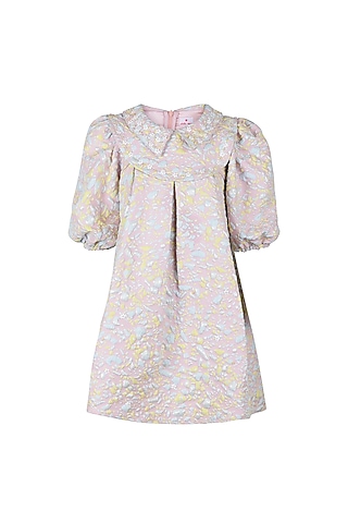 Multi-Colored Jacquard Embroidered Dress For Girls by Les Petits