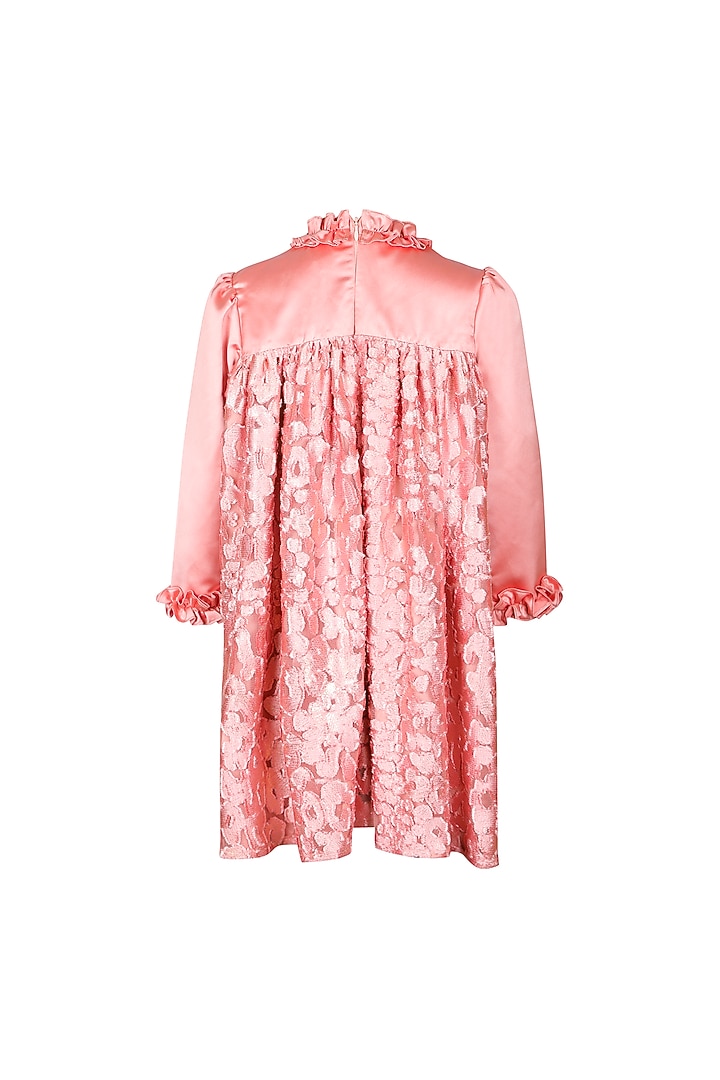 Peach Satin Dress For Girls by Les Petits at Pernia's Pop Up Shop