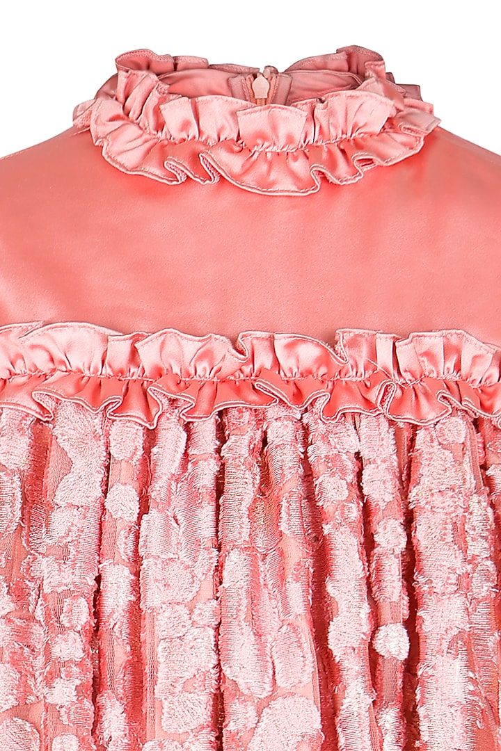 Peach Satin Dress For Girls by Les Petits at Pernia's Pop Up Shop