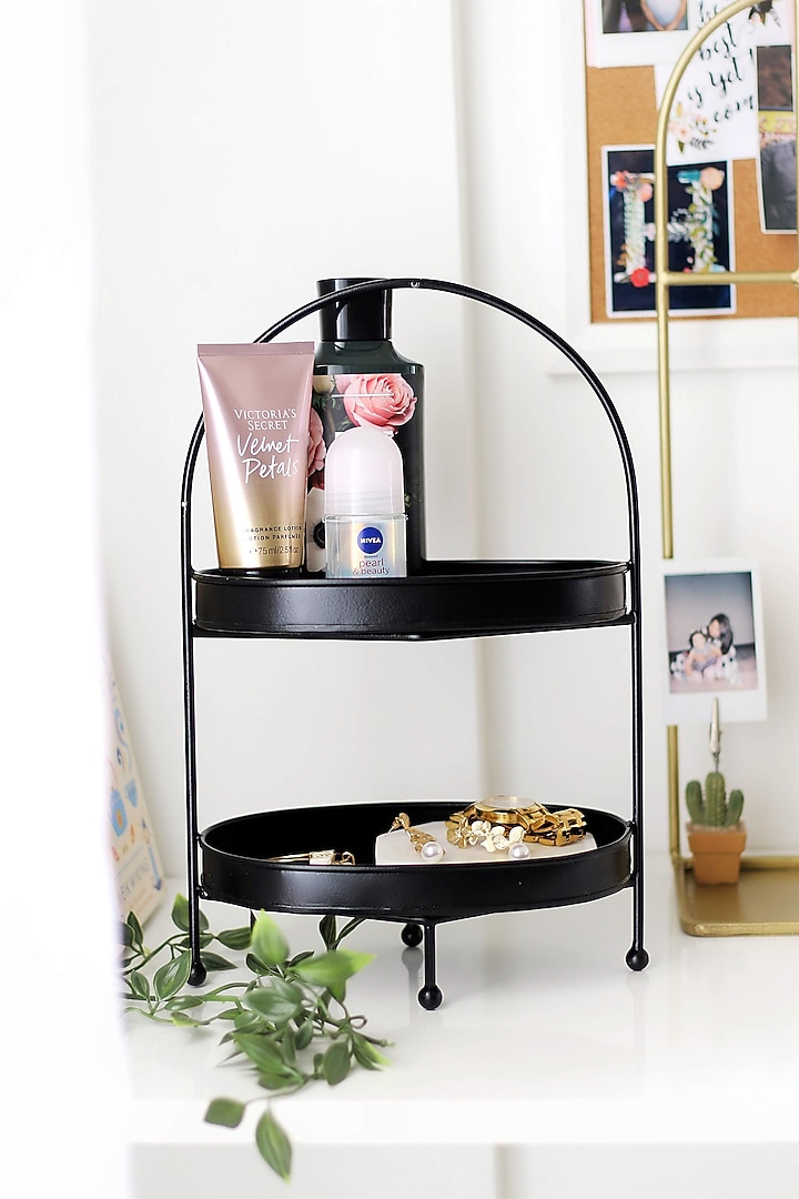 Black Metal Two-Tier Stand by Lets Elevate at Pernia's Pop Up Shop