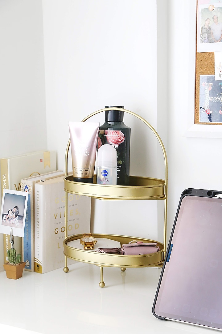 Gold Metal Two-Tier Stand by Lets Elevate