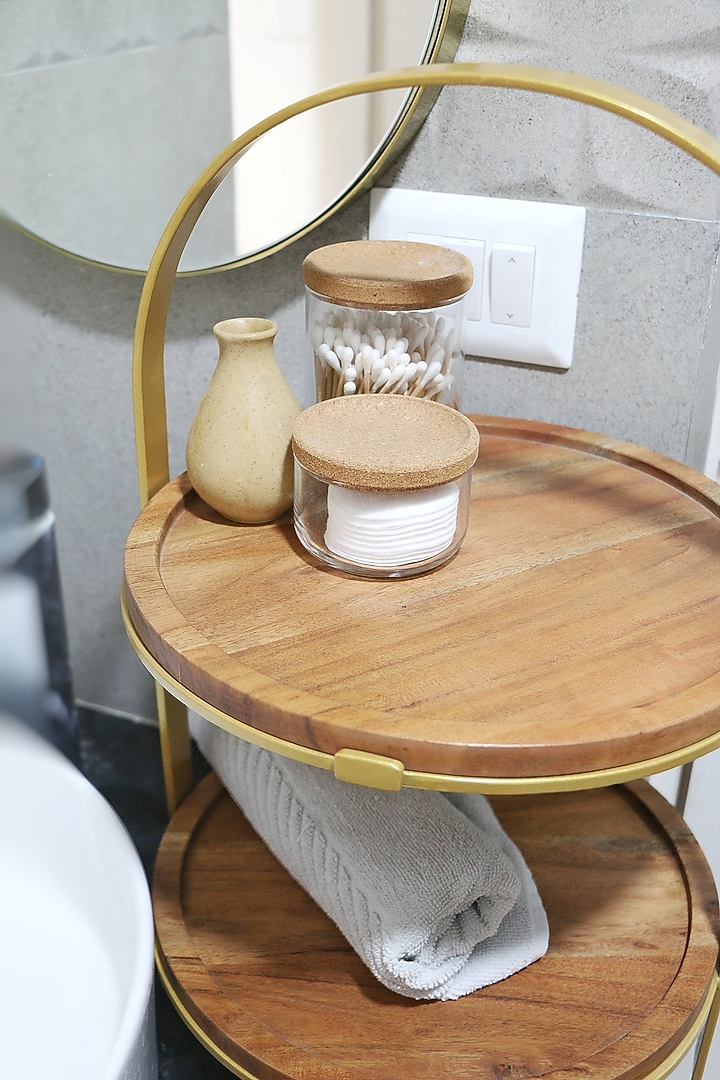 Gold Iron & Wood Two Tiered Stand by Lets Elevate at Pernia's Pop Up Shop