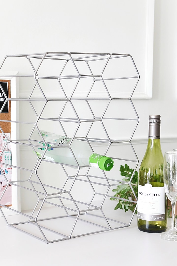Silver Iron Honeycomb Wine Holder by Lets Elevate at Pernia's Pop Up Shop