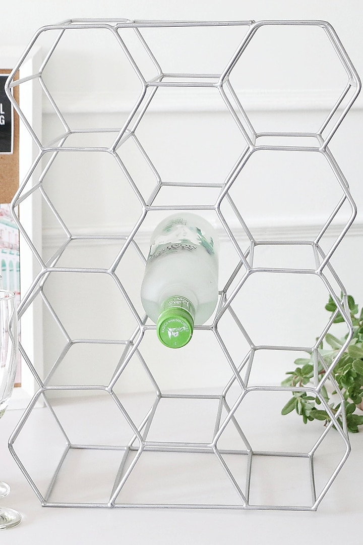 Silver Iron Honeycomb Wine Holder by Lets Elevate at Pernia's Pop Up Shop