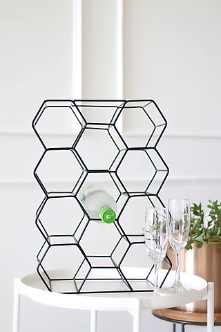 Black Iron Honeycomb Wine Holder by Lets Elevate