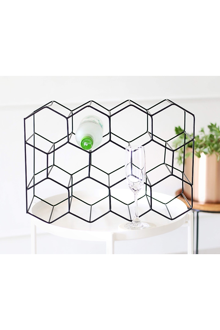 Black Iron Honeycomb Wine Holder by Lets Elevate at Pernia's Pop Up Shop