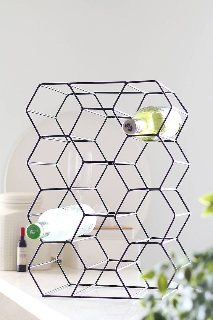 Black Iron Honeycomb Wine Holder by Lets Elevate at Pernia's Pop Up Shop