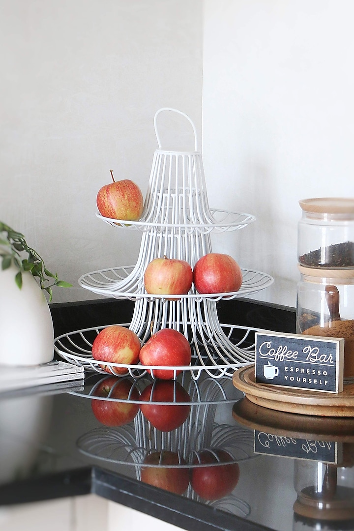 White Three Tiered Fruit Holder by Lets Elevate
