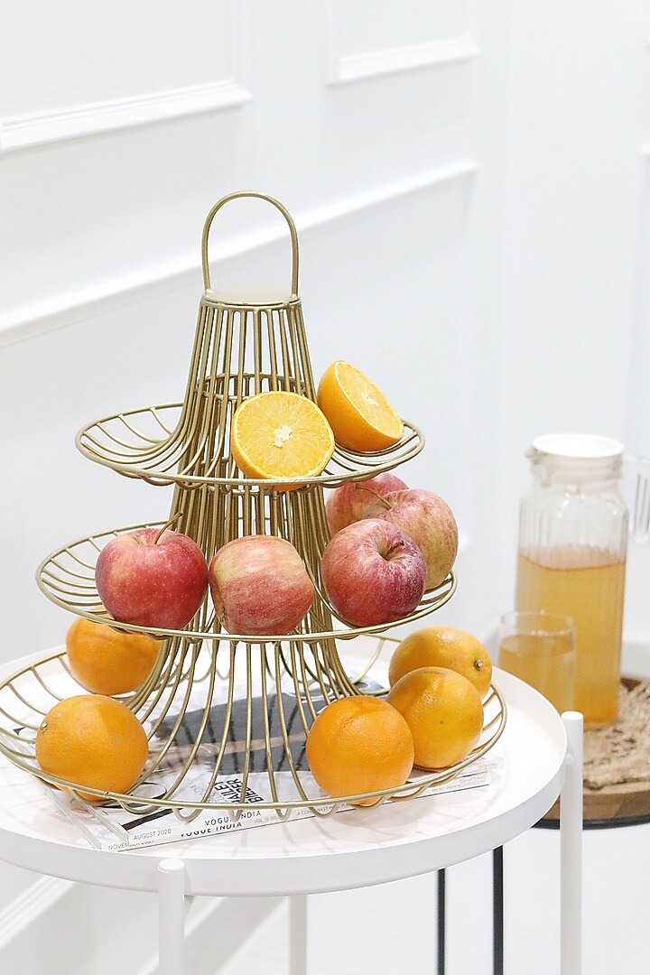 Gold Three Tiered Fruit Holder by Lets Elevate at Pernia's Pop Up Shop