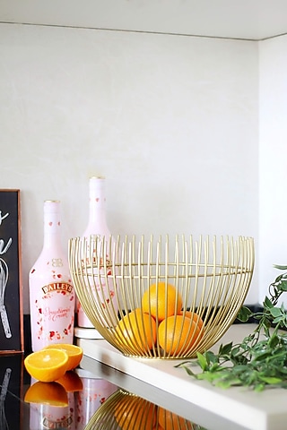 Gold Iron Wired Fruit Bowl by Lets Elevate