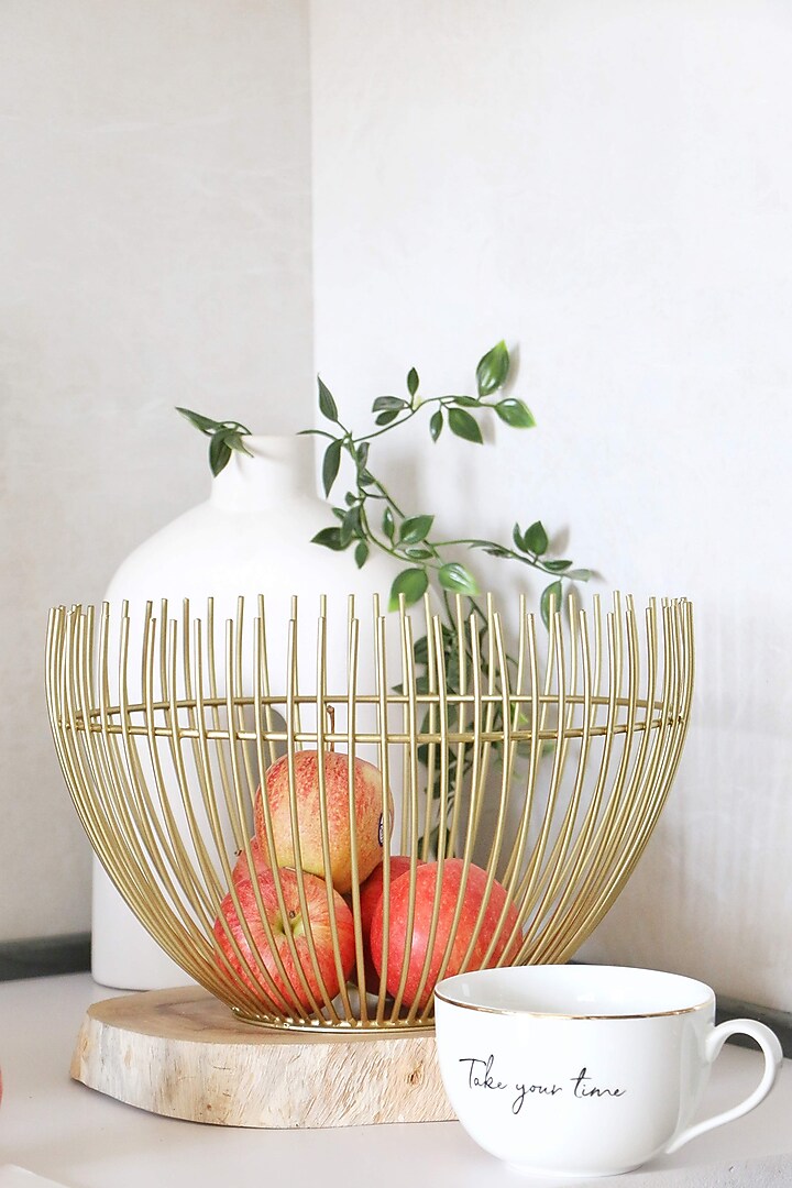 Gold Iron Wired Fruit Bowl by Lets Elevate at Pernia's Pop Up Shop