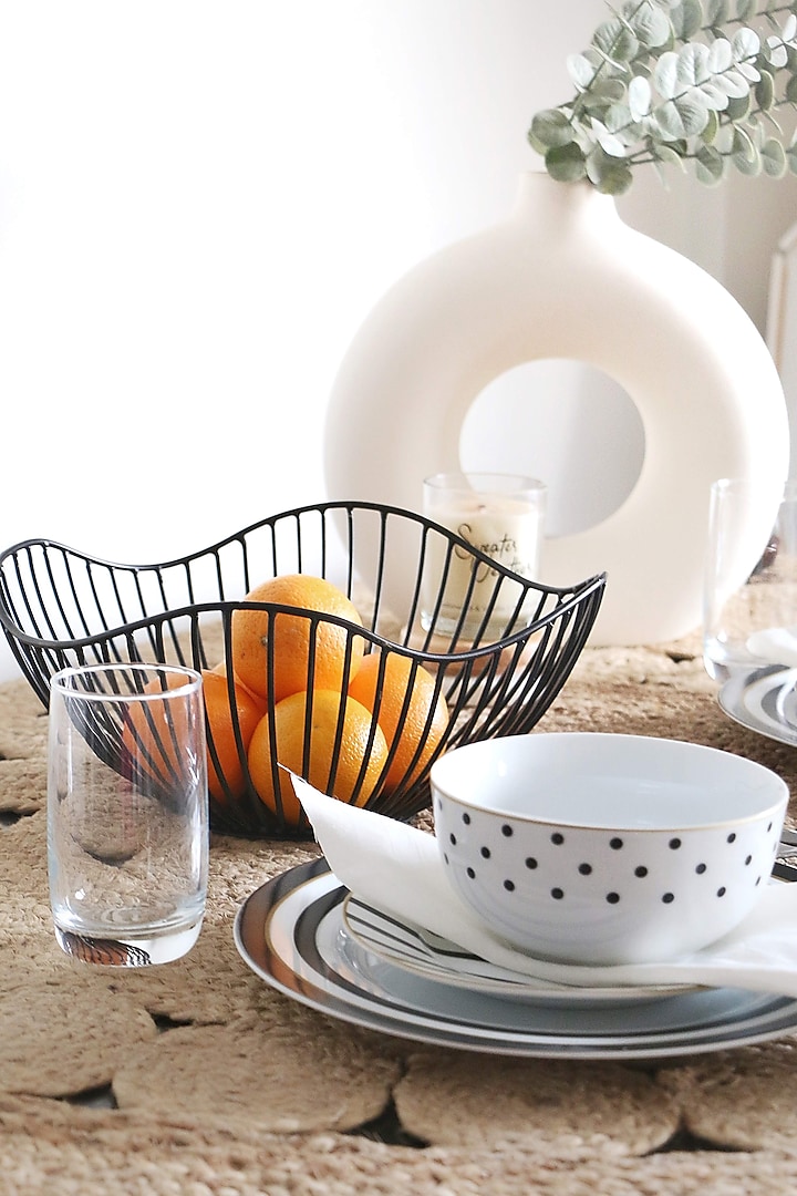 Black Iron Wavy Wired Basket by Lets Elevate