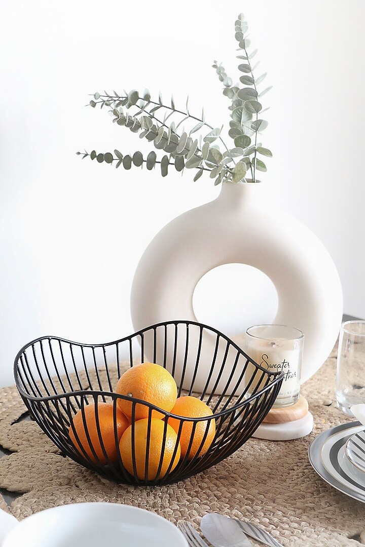 Black Iron Wavy Wired Basket by Lets Elevate at Pernia's Pop Up Shop