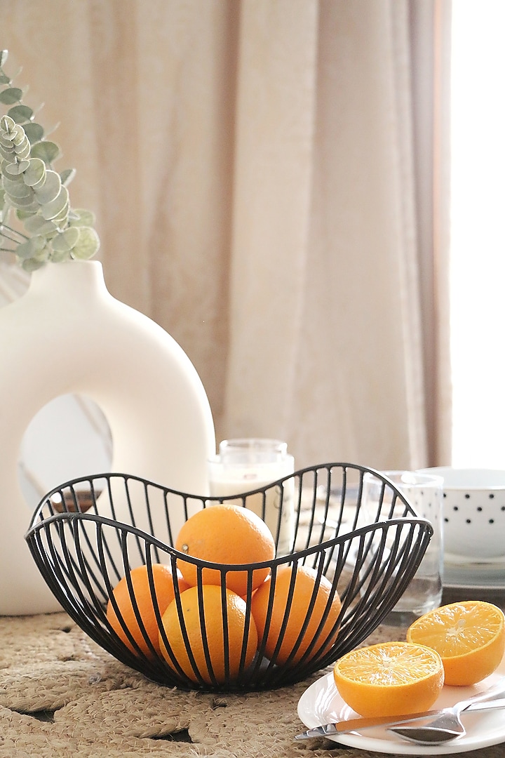 Black Iron Wavy Wired Basket by Lets Elevate at Pernia's Pop Up Shop