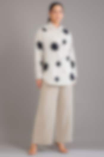 Beige Linen High-Rise Pants by Linen Bloom at Pernia's Pop Up Shop