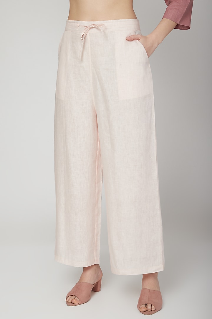Blush Pink Elasticated Pants by Linen Bloom
