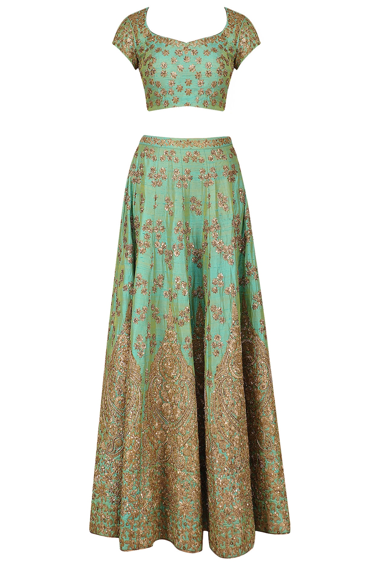 mint green lengha