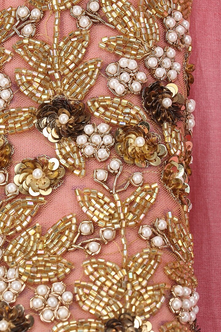 Pink anarkali set with floral embroidered dupatta available only at Pernia's Pop Up Shop.