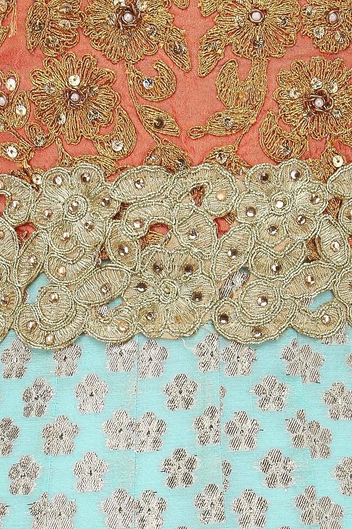 Mint blue and peach embroidered anarkali available only at Pernia's Pop Up Shop.
