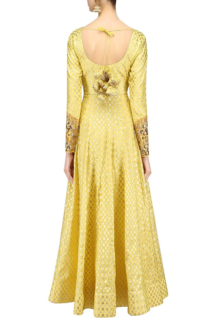 Lemon embroidered foil anarkali set available only at Pernia's Pop Up Shop.