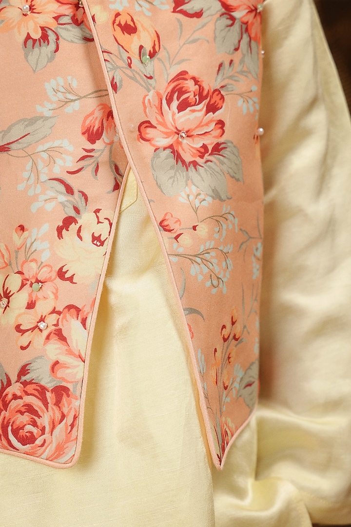 Multi-Colored Cotton Floral Printed Jacket Set For Boys by Les Petits at Pernia's Pop Up Shop