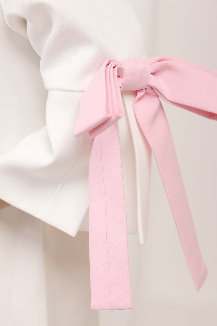 White Banana Crepe Hand Painted A-Line Dress For Girls by Les Petits at Pernia's Pop Up Shop