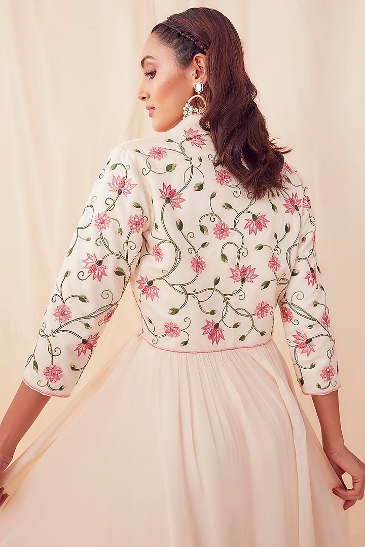 Ivory Embroidered Jacket Set by Sanjev Marwaaha at Pernia's Pop Up Shop