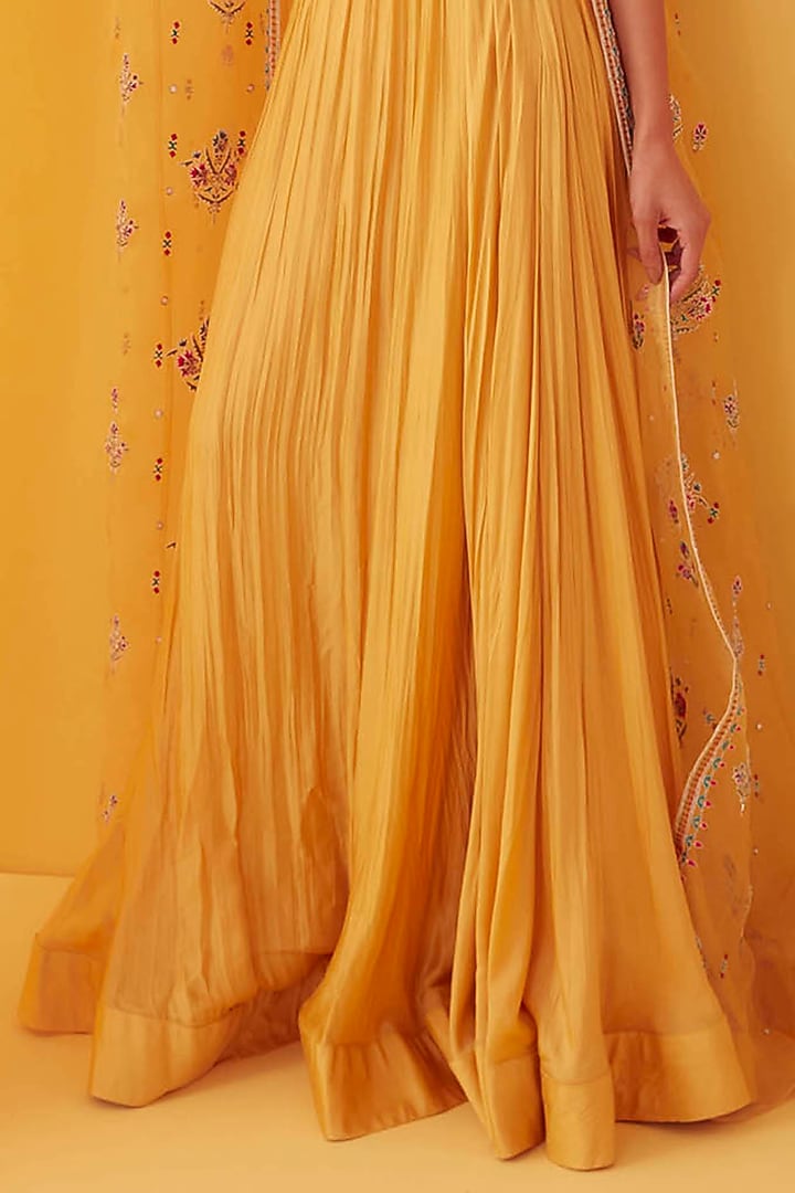 Canary Yellow Embroidered Jacket Set by Sanjev Marwaaha at Pernia's Pop Up Shop