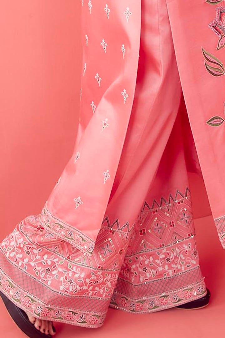 Soft Pink Embroidered Jacket Set by Sanjev Marwaaha at Pernia's Pop Up Shop