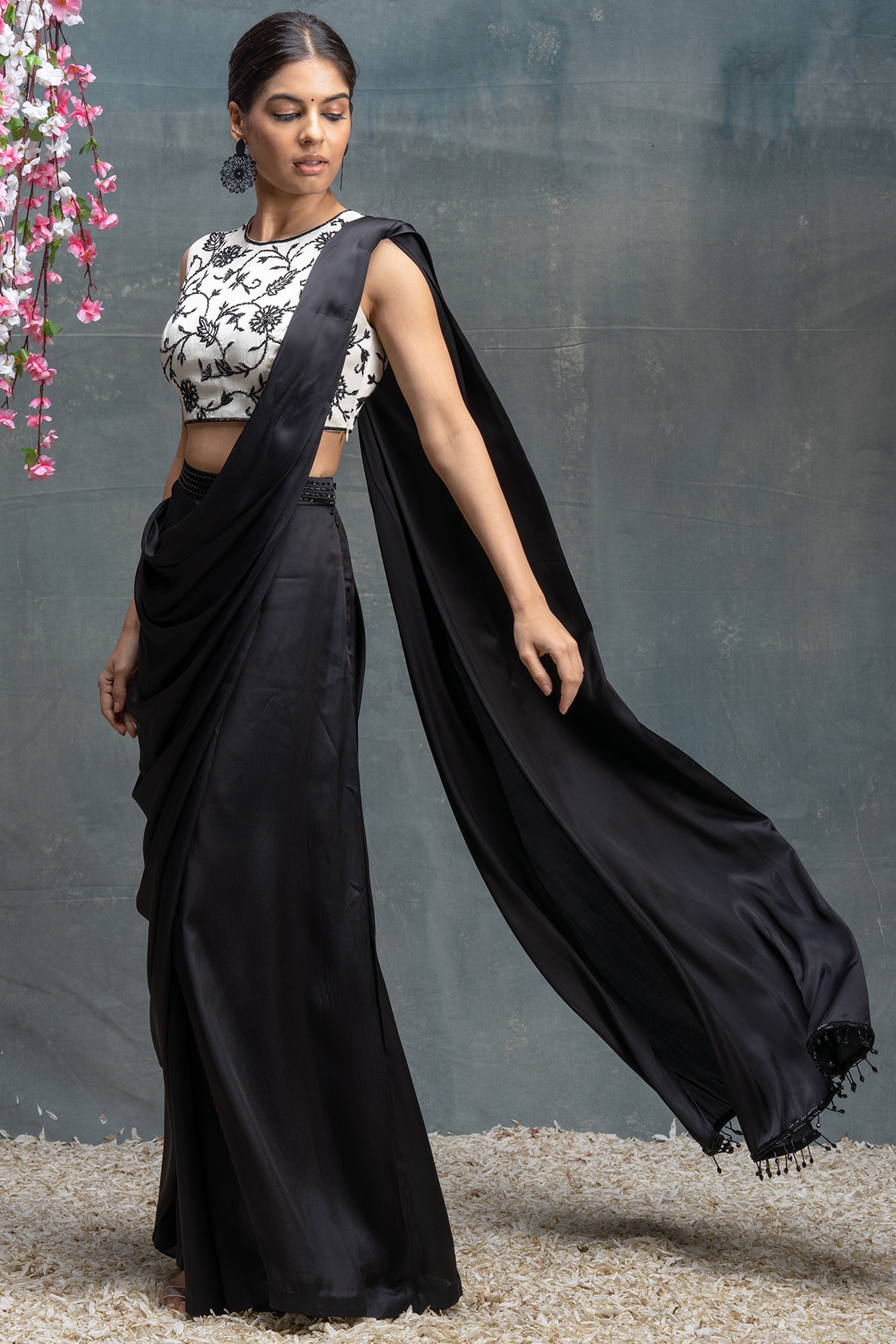 Black saree for outlet farewell party in school