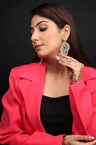 Two-Tone Finish American Diamond Dangler Earrings by Lady grace by priyanka