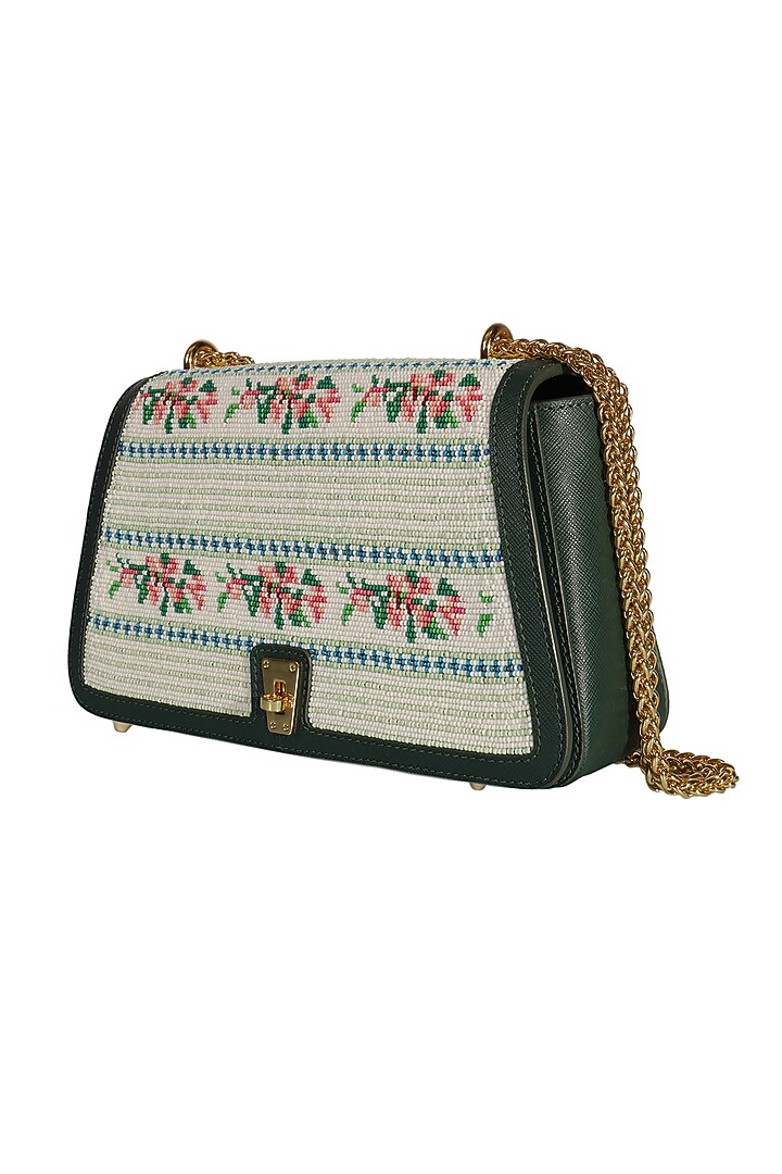Forest Green Saffiano Leather Sling Bag by The Leather Garden at Pernia's Pop Up Shop
