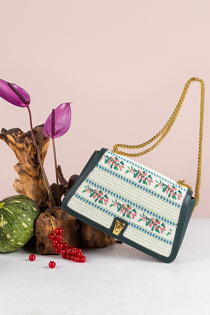 Forest Green Saffiano Leather Sling Bag by The Leather Garden at Pernia's Pop Up Shop